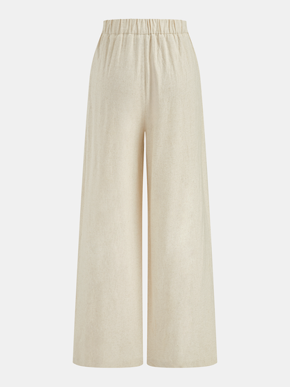 Linen Blend One Shoulder Top & Pants Set