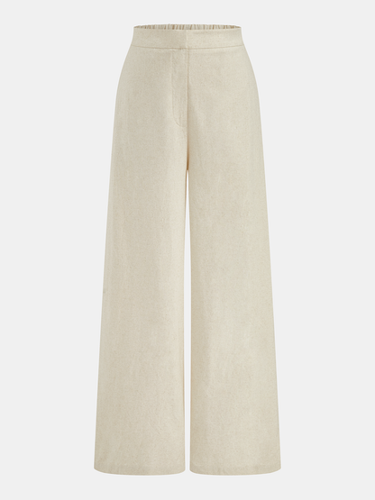 Linen Blend One Shoulder Top & Pants Set