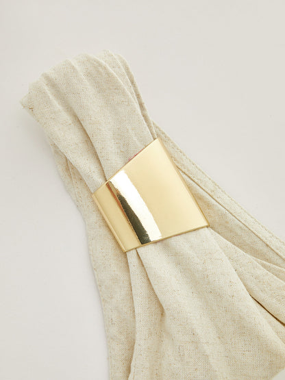 Linen Blend One Shoulder Top & Pants Set
