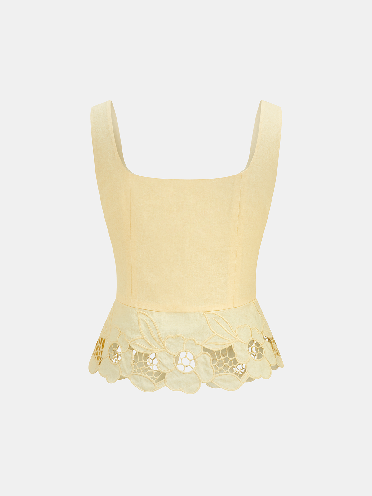 Linen Blend Embroidered Top & Pleated Skirt Set