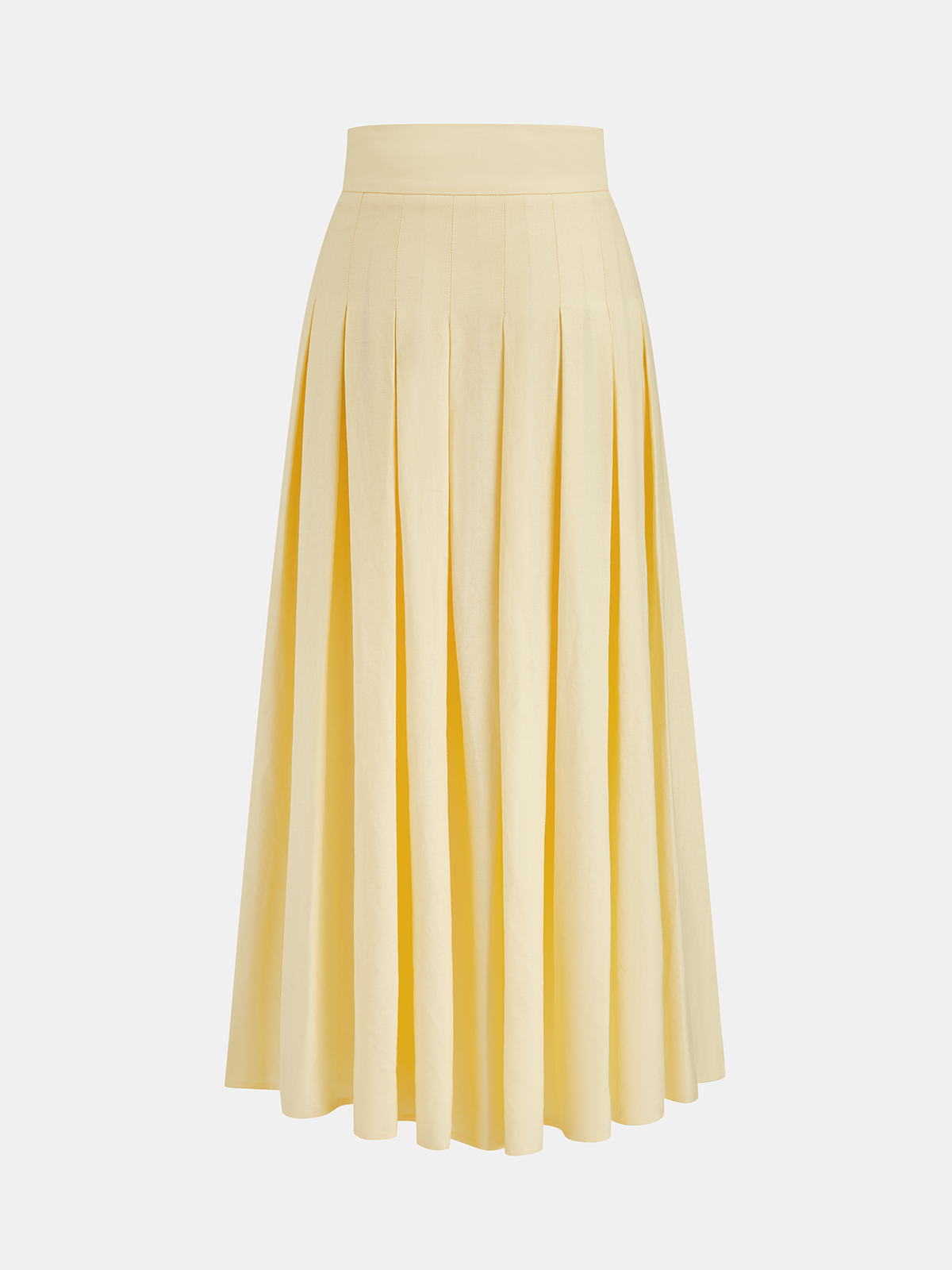 Linen Blend Embroidered Top & Pleated Skirt Set
