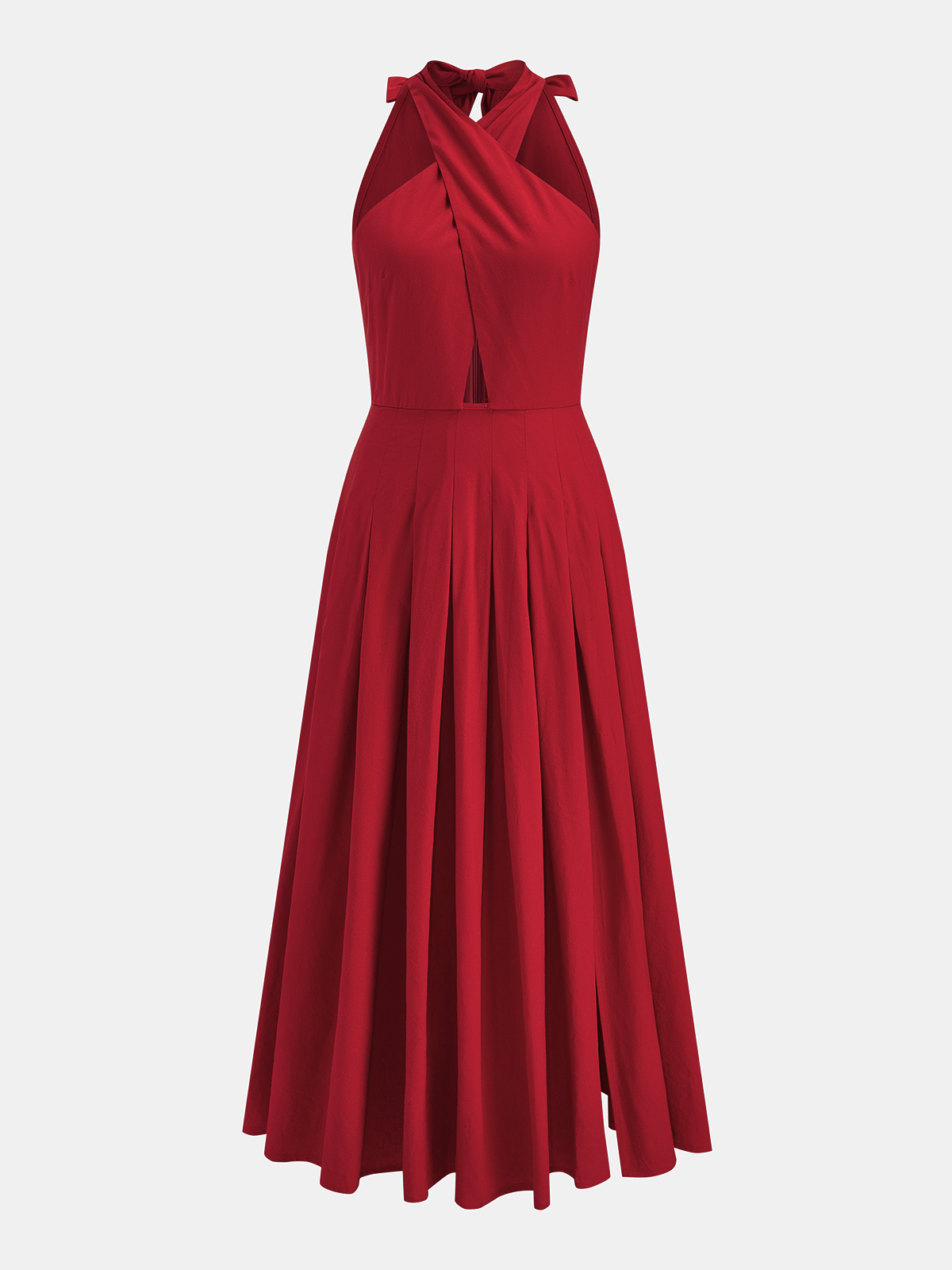 Halter Slit Cotton Linen Maxi Dress