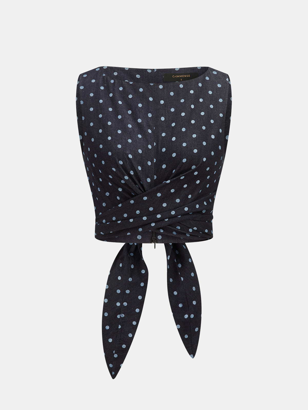 Denim Polka Dot Crop Top & Pants Set