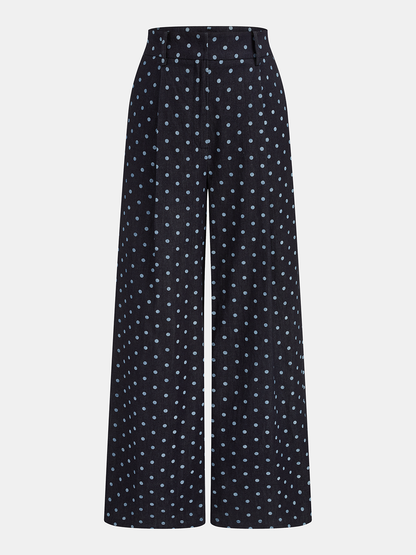 Denim Polka Dot Crop Top & Pants Set