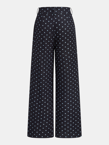 Denim Polka Dot Crop Top & Pants Set