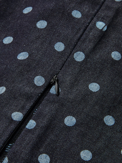 Denim Polka Dot Crop Top & Pants Set
