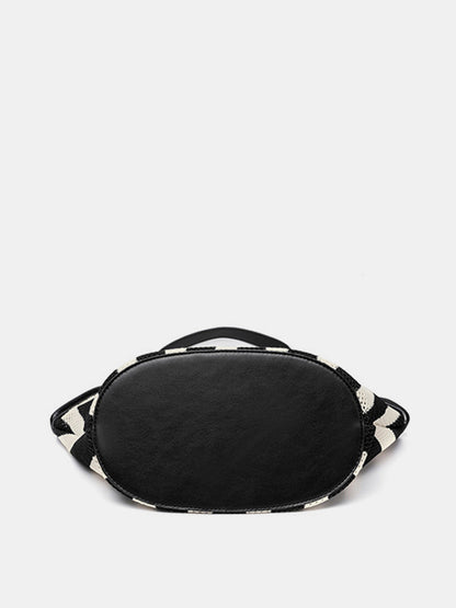 Striped Woven Mesh Hobo Shoulder Bag