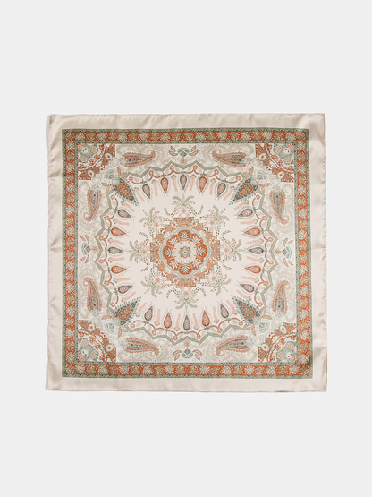 Vintage Paisley Printed Silk Square Scarf