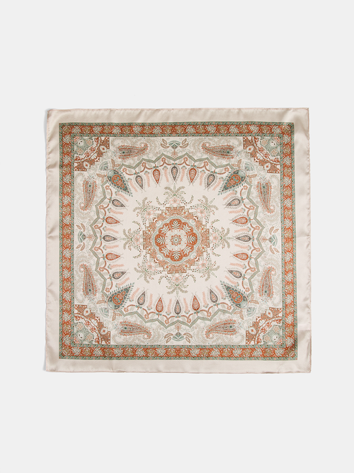 Vintage Paisley Printed Silk Square Scarf