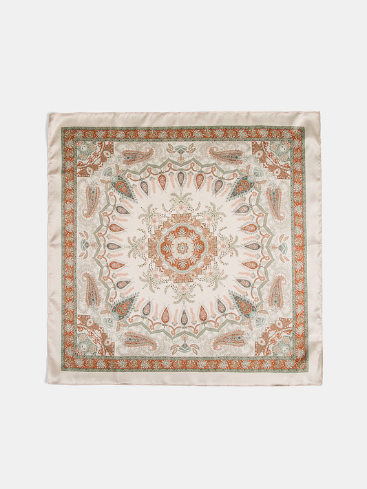 Vintage Paisley Printed Silk Square Scarf