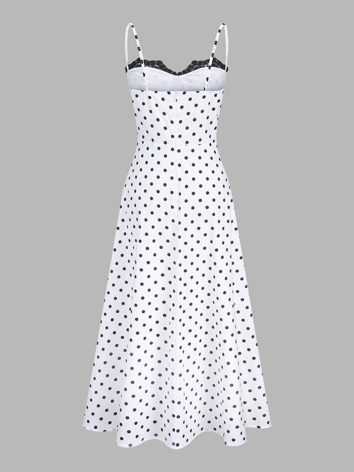 Polka Dot Lace Trim Cami Maxi Dress