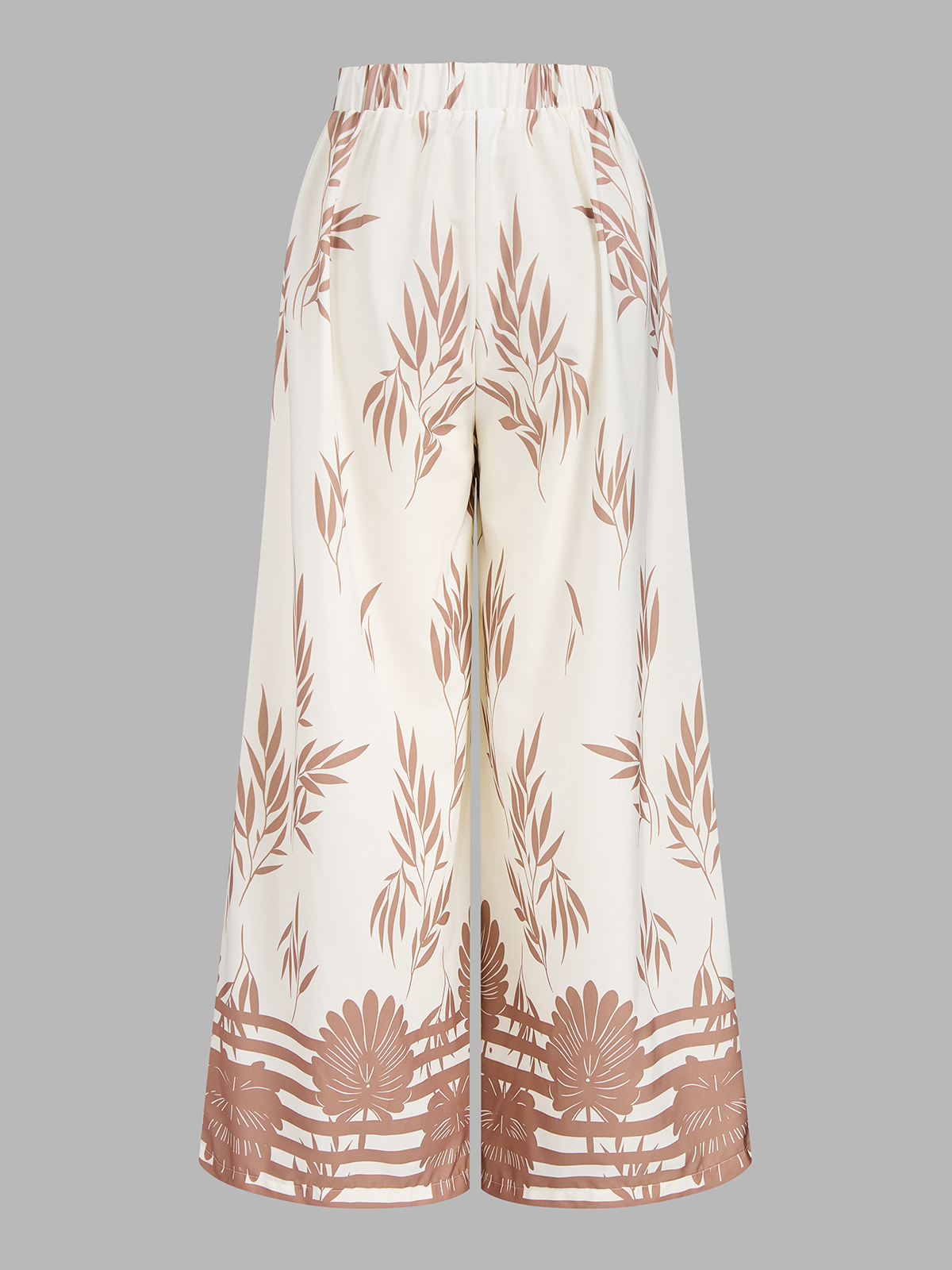 Leaf Print Halter Neck Crop Top & Pants Set