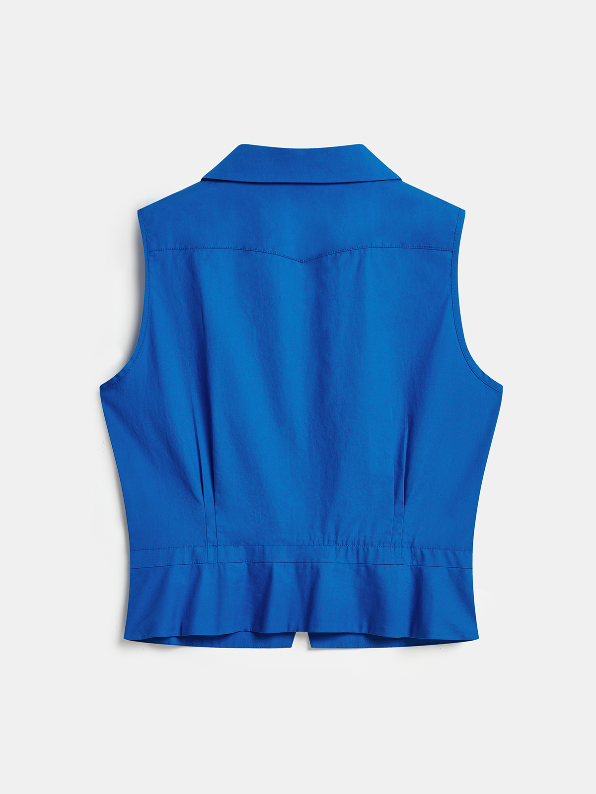Cotton Sleeveless Pleated Button-Down Vest