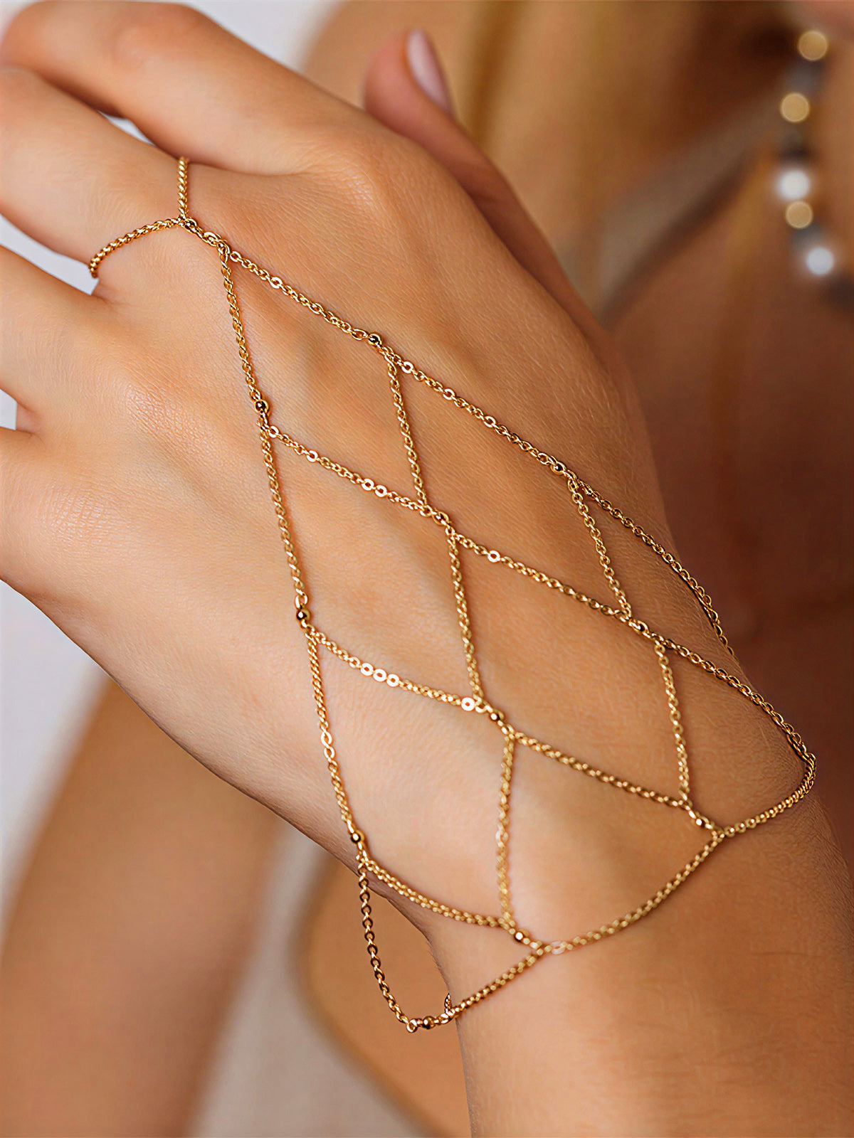 Fishnet Mesh Hand Finger Bracelet