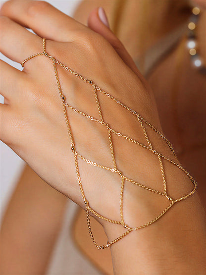 Fishnet Mesh Hand Finger Bracelet