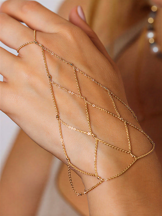 Fishnet Mesh Hand Finger Bracelet