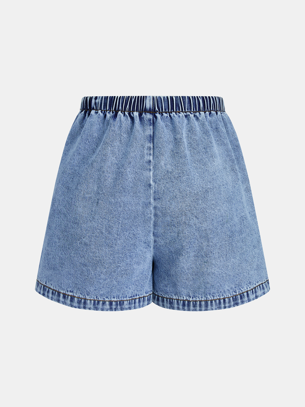 Side Slit Denim Vest & Drawstring Shorts Set