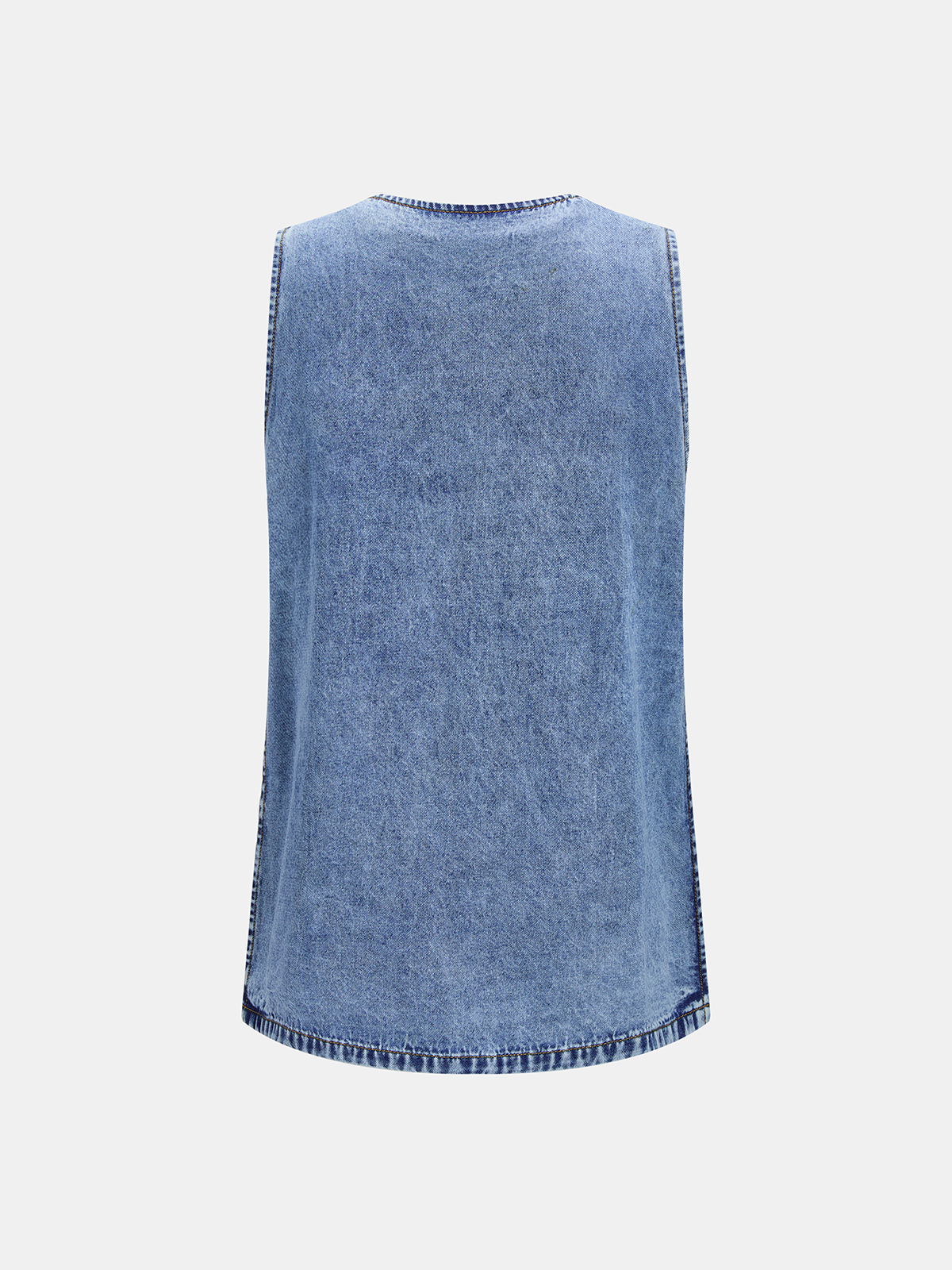 Side Slit Denim Vest & Drawstring Shorts Set