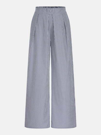 Striped Long Cami Top and Wide-Leg Pants Set