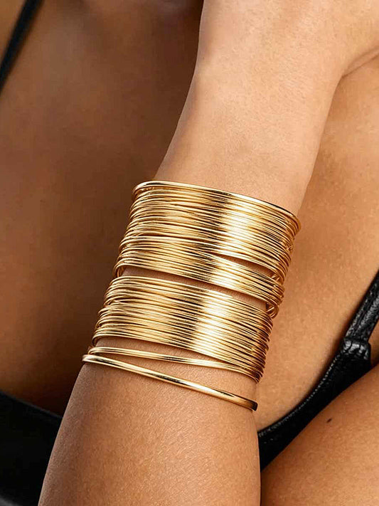 Multilayer Open Cuff Bangle Bracelet