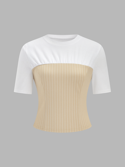 Color Block Striped Short Sleeve Top