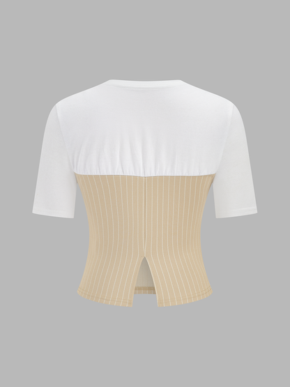 Color Block Striped Short Sleeve Top