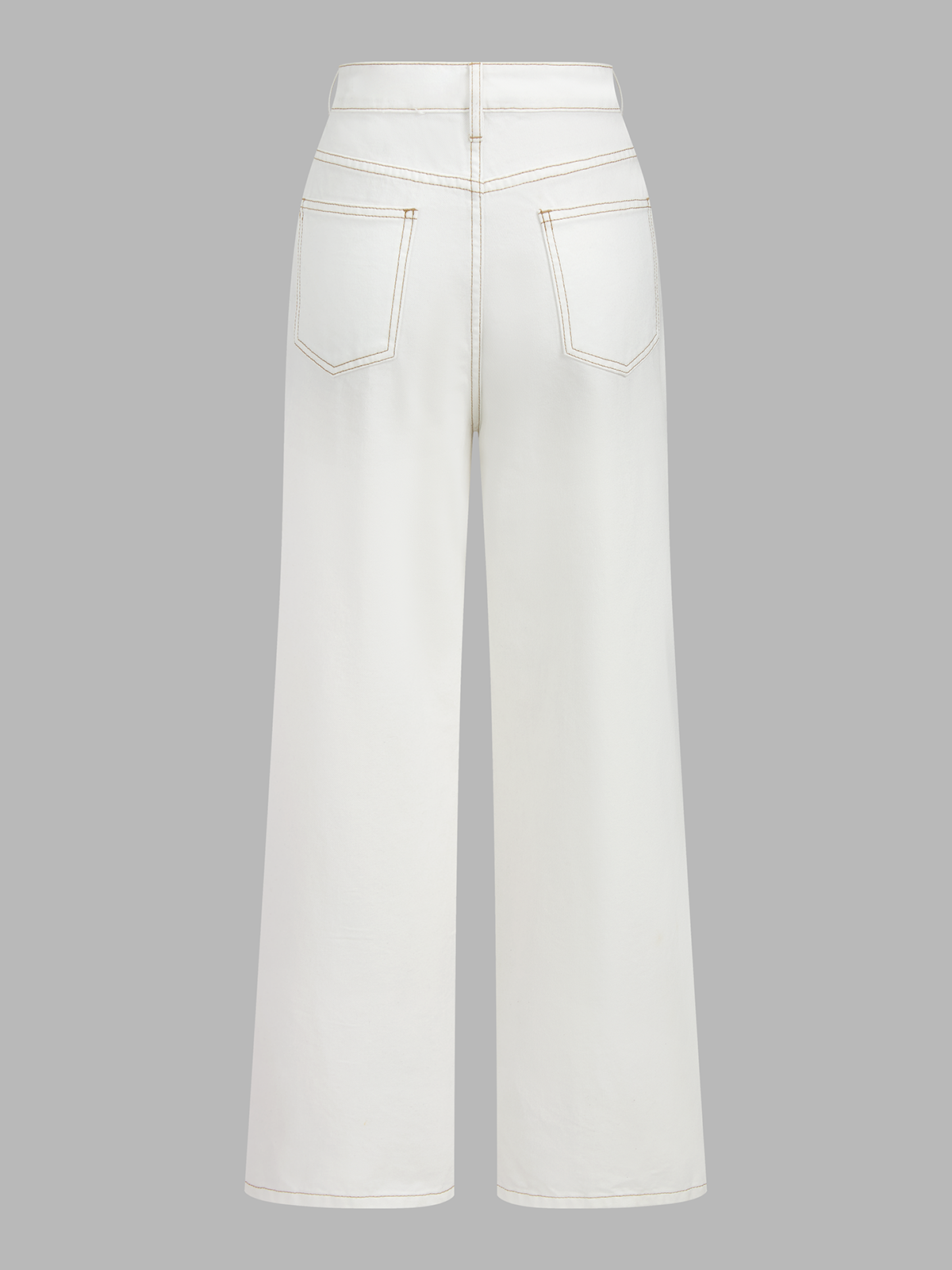 Contrast Stitch Denim Vest & Wide Leg Pants Set