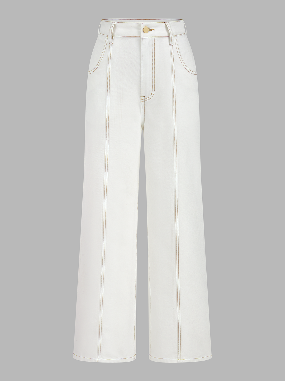 Contrast Stitch Denim Vest & Wide Leg Pants Set