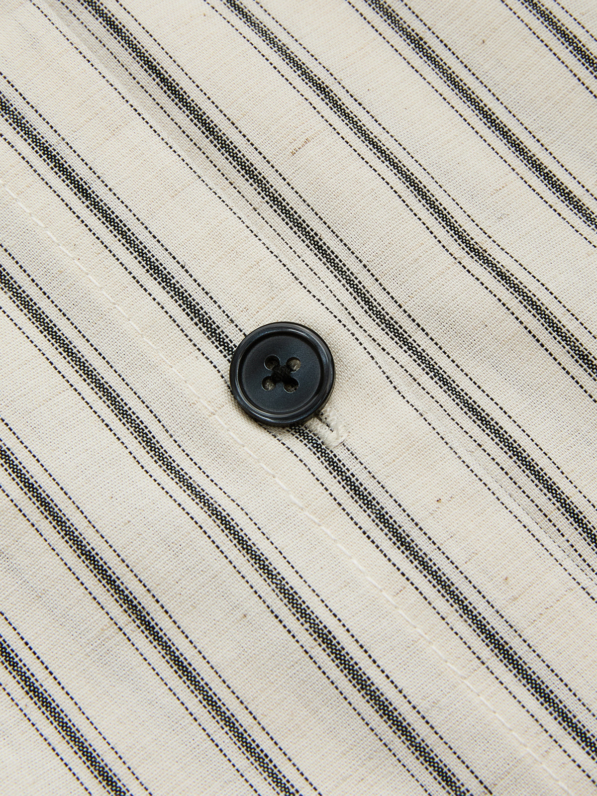 Cotton Linen Striped Midi Shirt Dress