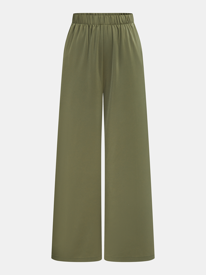 Wrap-Front Sleeveless Top & Wide-Leg Pants Set