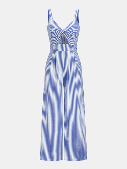 Striped Cut Out Wide Leg Cami Jumpsuit