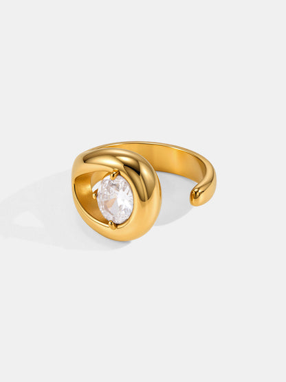 Open Cuff Zircon Statement Ring