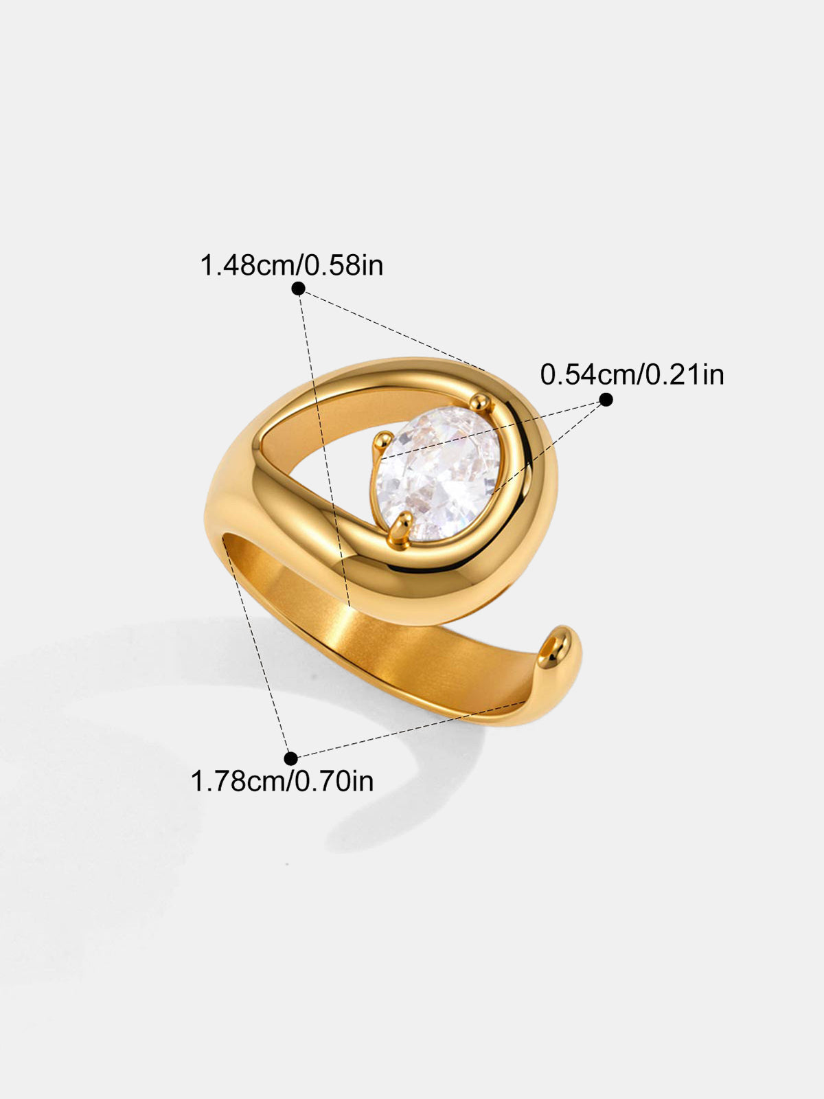 Open Cuff Zircon Statement Ring