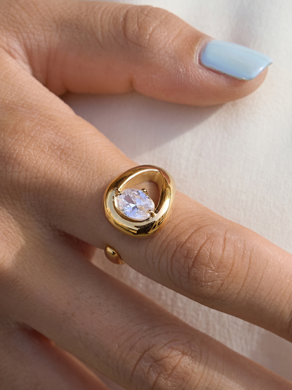 Open Cuff Zircon Statement Ring