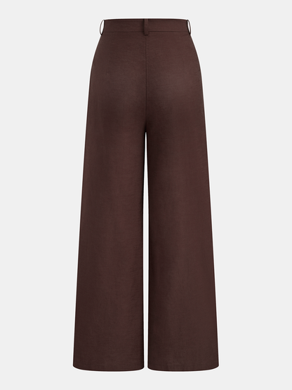 Cotton Linen Halter Buttoned Top & Pants Set