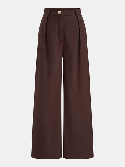 Cotton Linen Halter Buttoned Top & Pants Set