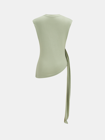 Draped Jersey Top & Wide-Leg Pants Set