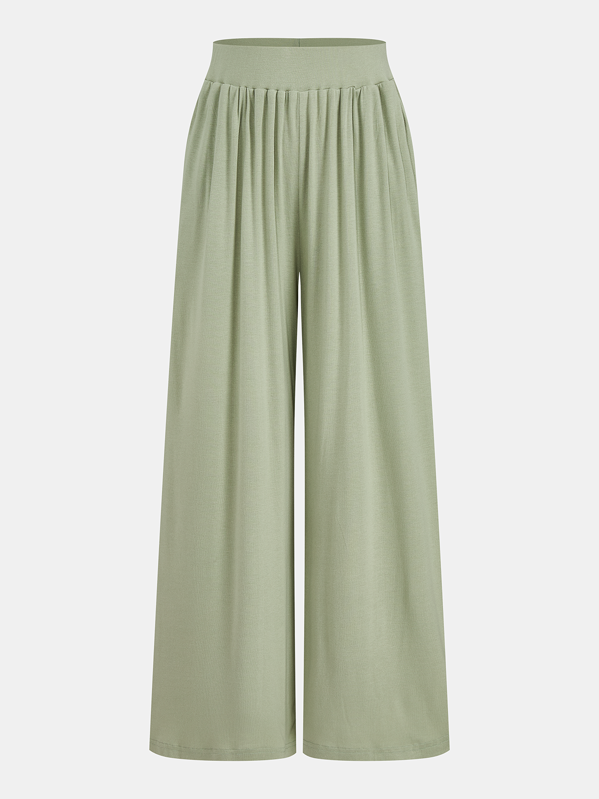 Draped Jersey Top & Wide-Leg Pants Set