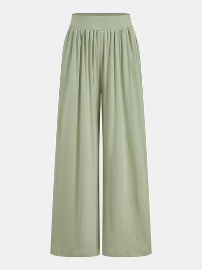 Draped Jersey Top & Wide-Leg Pants Set