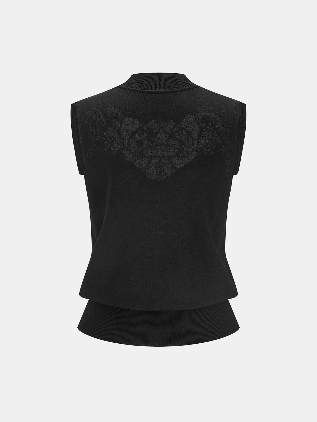 Lace Panel Mock Neck Knit Tank Top