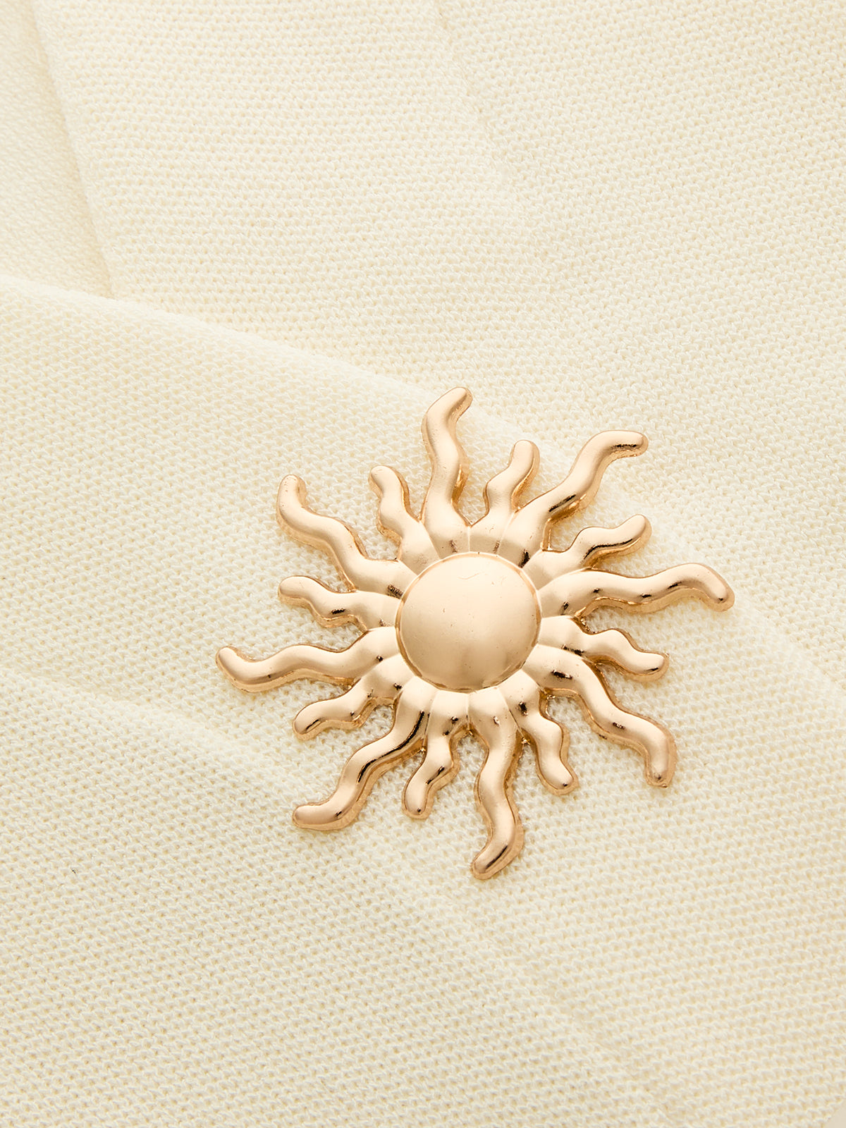 Decorative Sun Button Short Sleeve Knit Cardigan