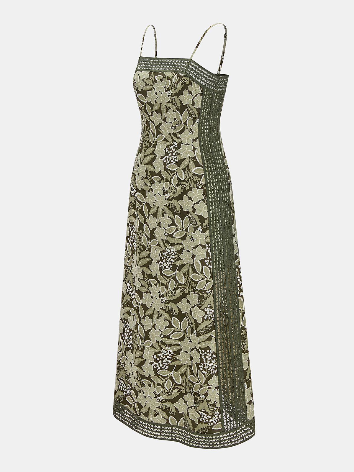 Crochet Trim Floral Print Slip Dress
