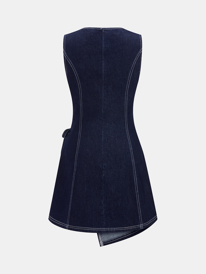 Sleeveless Denim Wrap Mini Dress