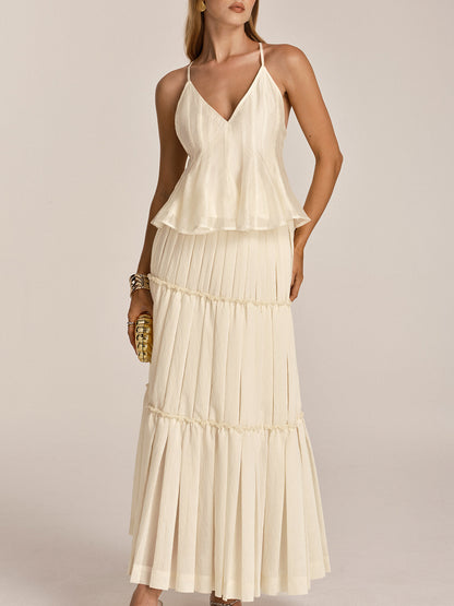 Peplum Cami Top & Tiered Maxi Skirt Set