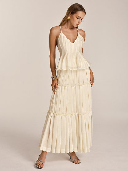 Peplum Cami Top & Tiered Maxi Skirt Set