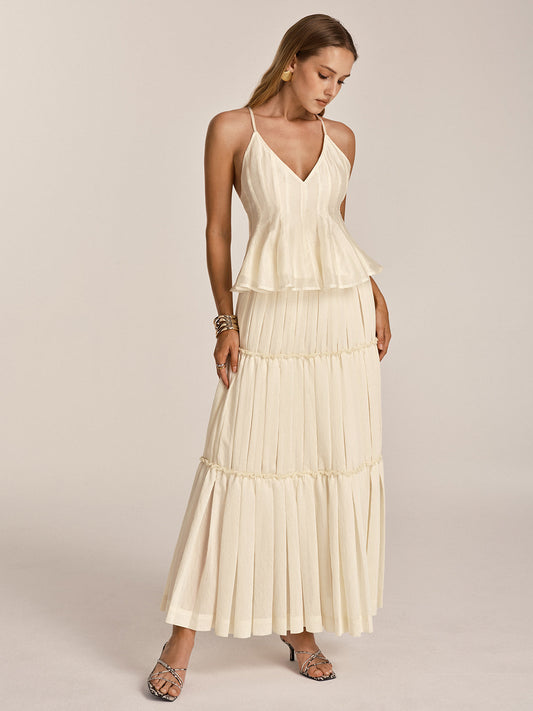 Peplum Cami Top & Tiered Maxi Skirt Set