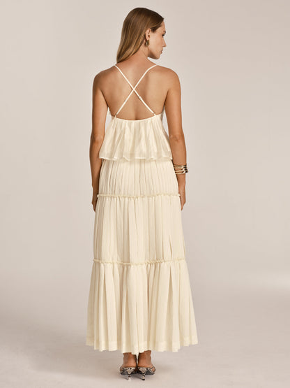 Peplum Cami Top & Tiered Maxi Skirt Set