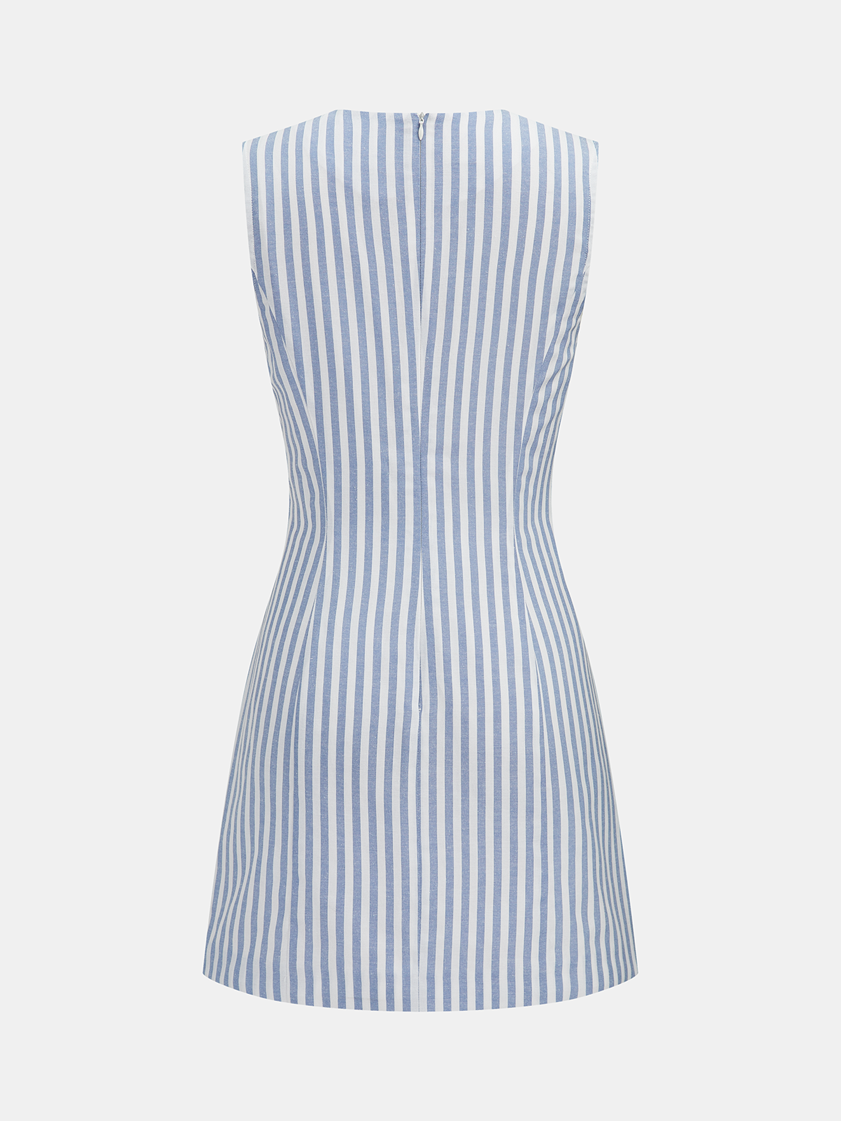 Scallop Trim Striped Sleeveless Mini Dress
