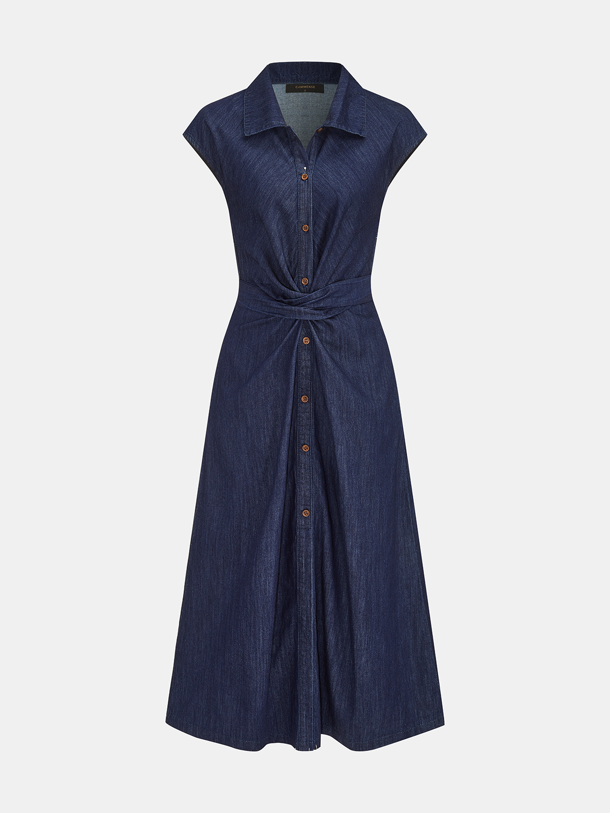 Twisted Waist Midi Shirt Dress