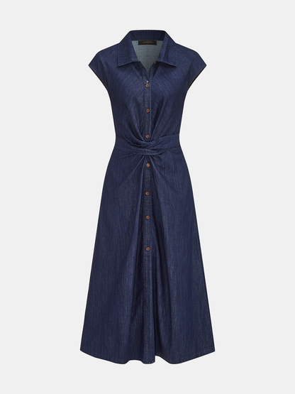 Twisted Waist Midi Shirt Dress